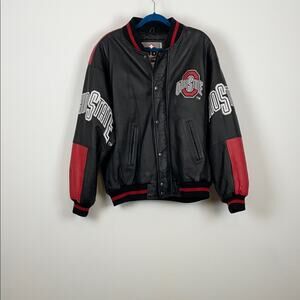 Vintage 58 Sports Ohio State Leather Zip Snap Mens L Sports Team 2 Pocket Jacket